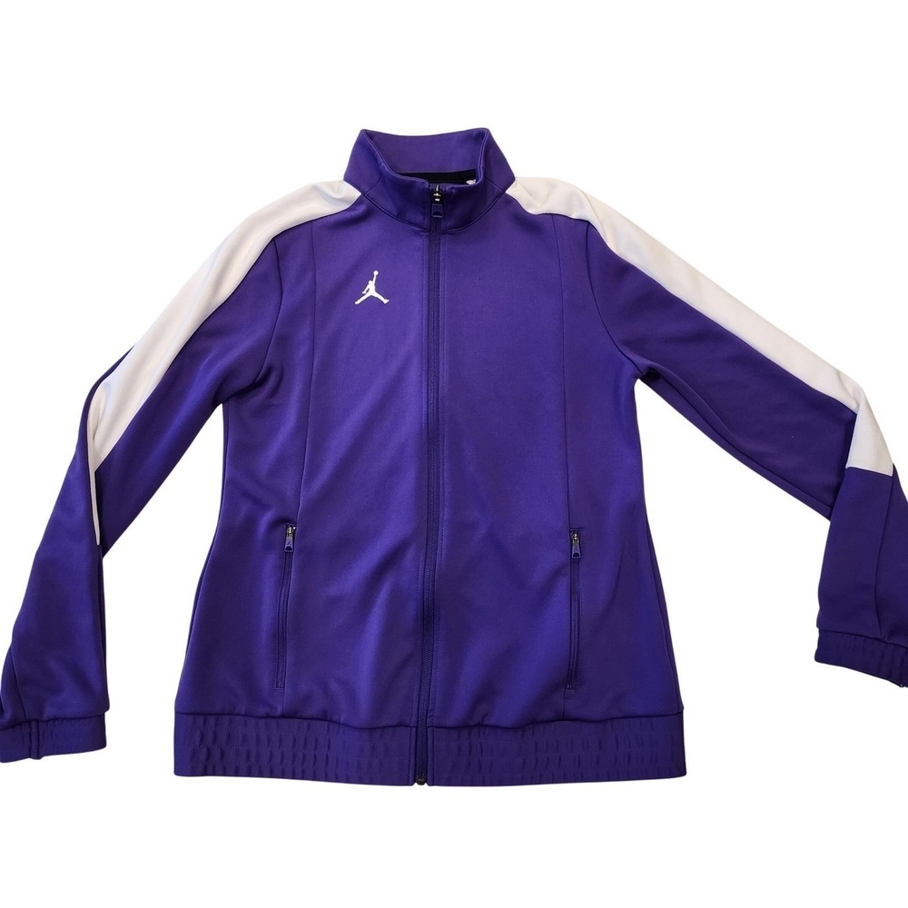 Nike Air Jordan Mens M Purple White Full Zip Track Jacket Warm Up Basketball